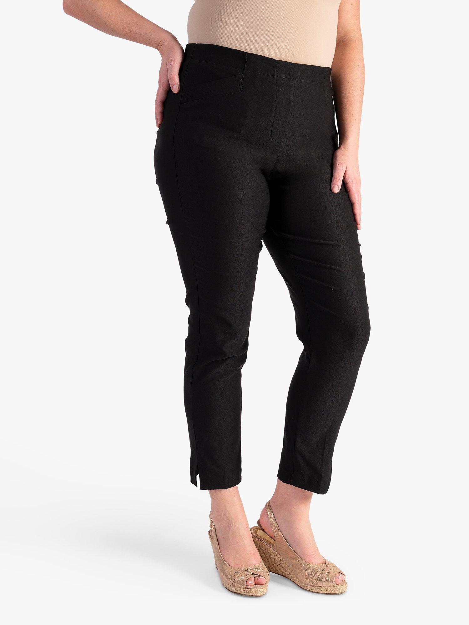 Product image 1 of 5, which shows chesca Slim Leg Trousers, Black, 14