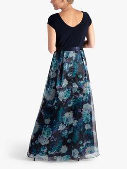chesca Floral Fit and Flare Maxi Dress, Navy/Multi - view 2, Navy/Multi