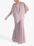 chesca Sequin Lace Cape Maxi Dress