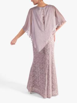 chesca Sequin Lace Cape Maxi Dress, Rose - view 2, Rose