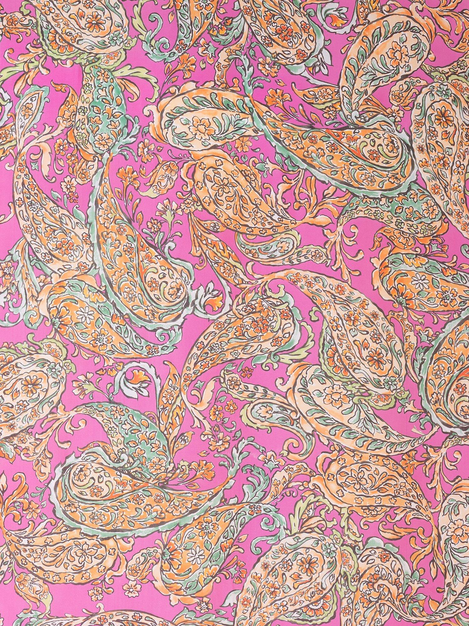 Product image 4 of 5, which shows chesca Paisley Silky Scarf, Hot Pink/Multi, One Size