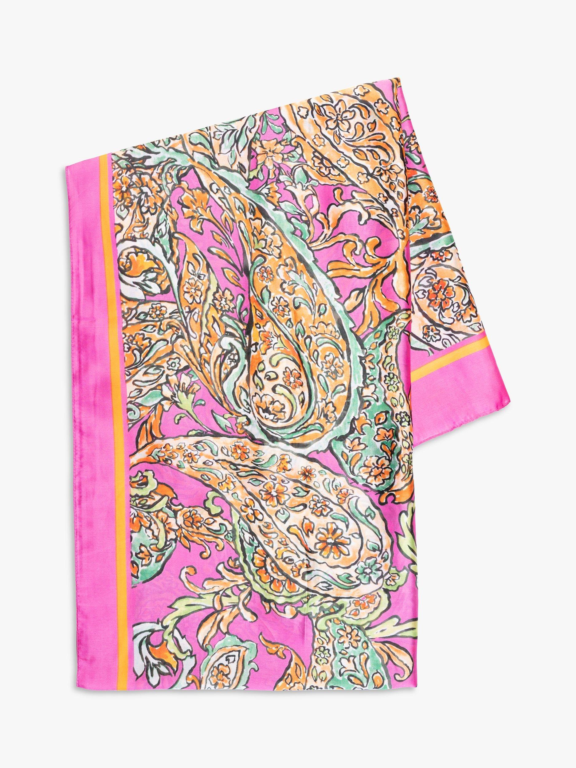 Product image 5 of 5, which shows chesca Paisley Silky Scarf, Hot Pink/Multi, One Size