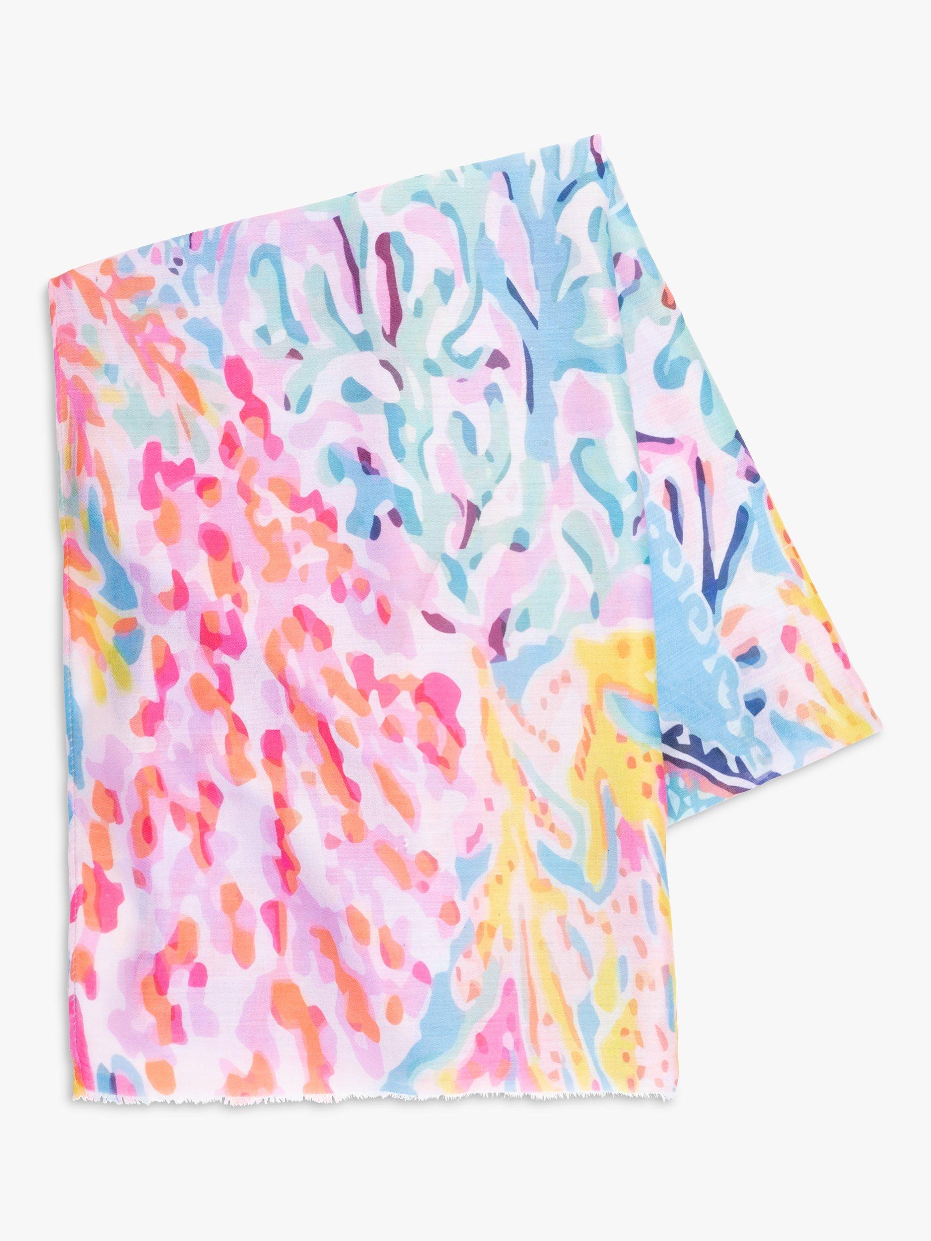 Product image 5 of 5, which shows chesca Abstract Tropical Diamond Print Scarf, Lilac/Multi, One Size