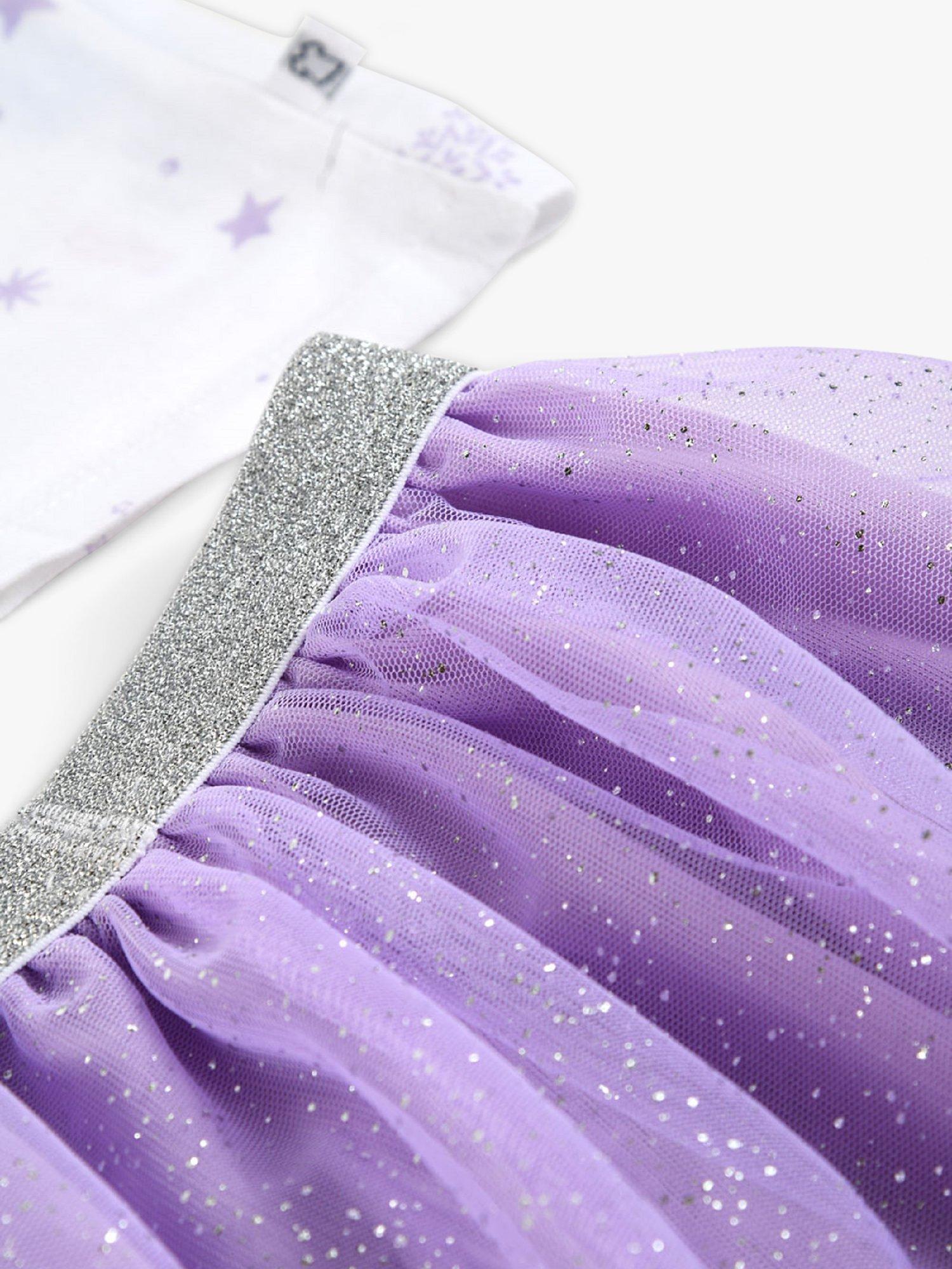 Product image 4 of 4, which shows Brand Threads Kids' Disney Frozen T-Shirt and Skirt Set, Purple/Multi, 6-7 years