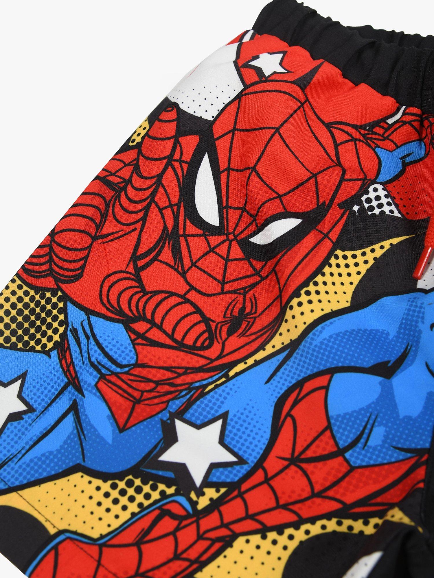 Product image 3 of 5, which shows Brand Threads Kids' Spiderman Swim Shorts, Red/Multi, 4-5 years