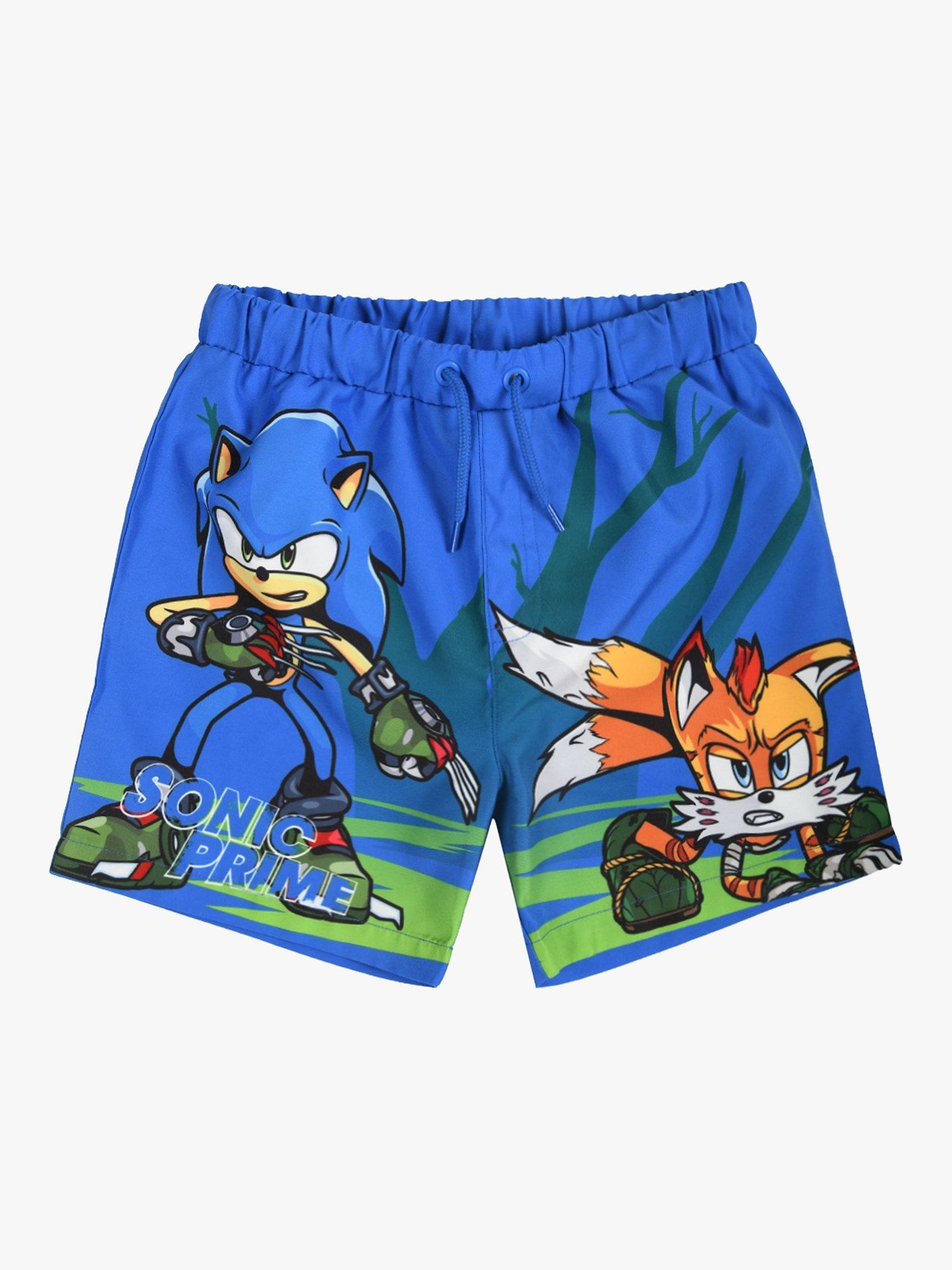 Product image 1 of 5, which shows Brand Threads Kids' Sonic Prime Swim Shorts, Blue/Multi, 4-5 years