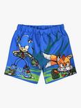 Brand Threads Kids' Sonic Prime Swim Shorts, Blue/Multi