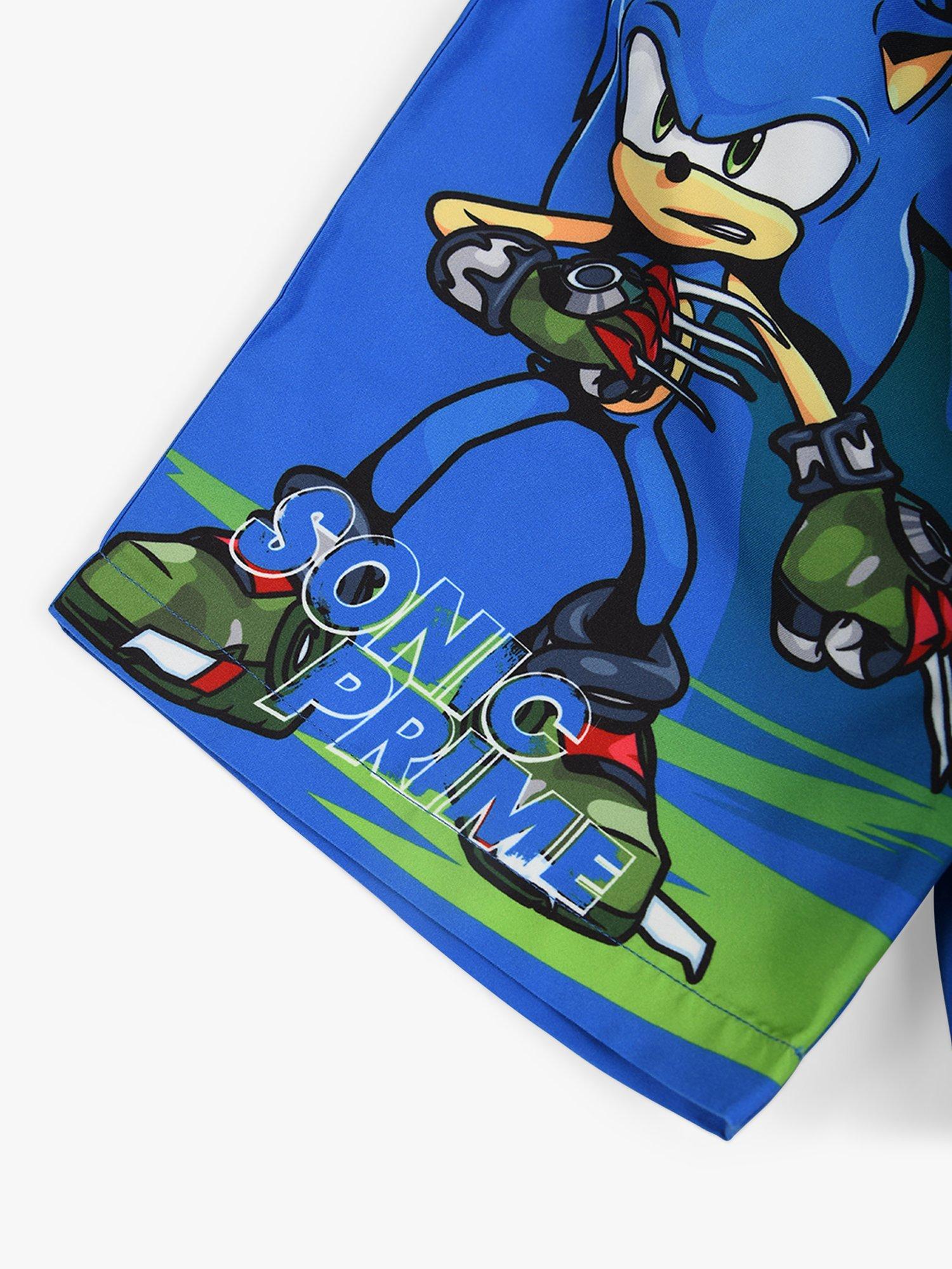 Product image 5 of 5, which shows Brand Threads Kids' Sonic Prime Swim Shorts, Blue/Multi, 4-5 years