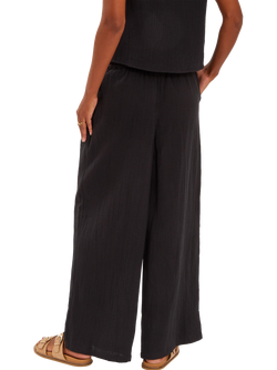 Accessorize Crinkle Cotton Beach Trousers, Black - view 2, 