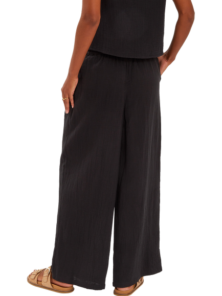 Accessorize Crinkle Cotton Beach Trousers, Black - view 2, 