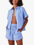 Accessorize Boxy Linen Blend Beach Shirt, Mid Blue