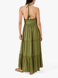 Accessorize Halter Neck Maxi Dress, Khaki