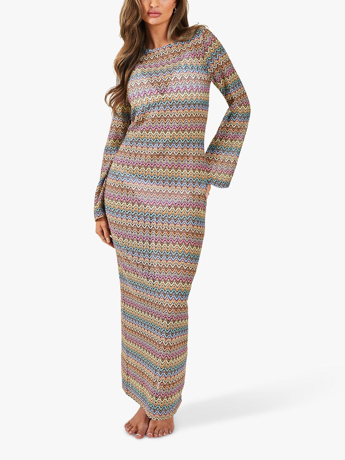 Accessorize Zig Zag Crochet Maxi Dress, Multi