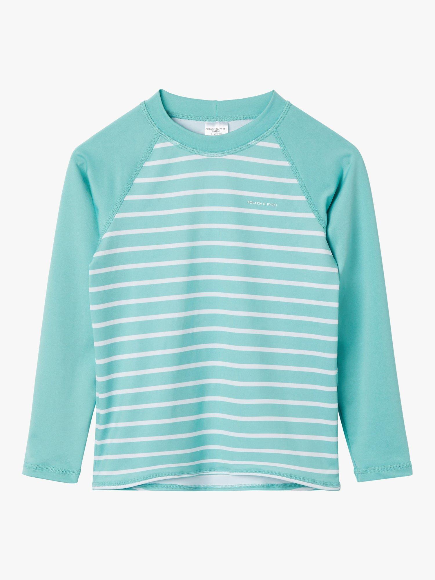 Polarn O. Pyret Kids' UPF50 Stripe Swim Rash Top, Blue