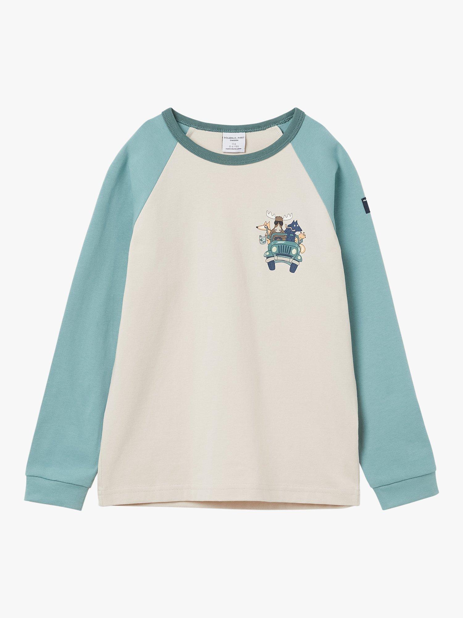 Polarn O. Pyret Kids' Organic Cotton Fun Travelling Animals Top, Natural