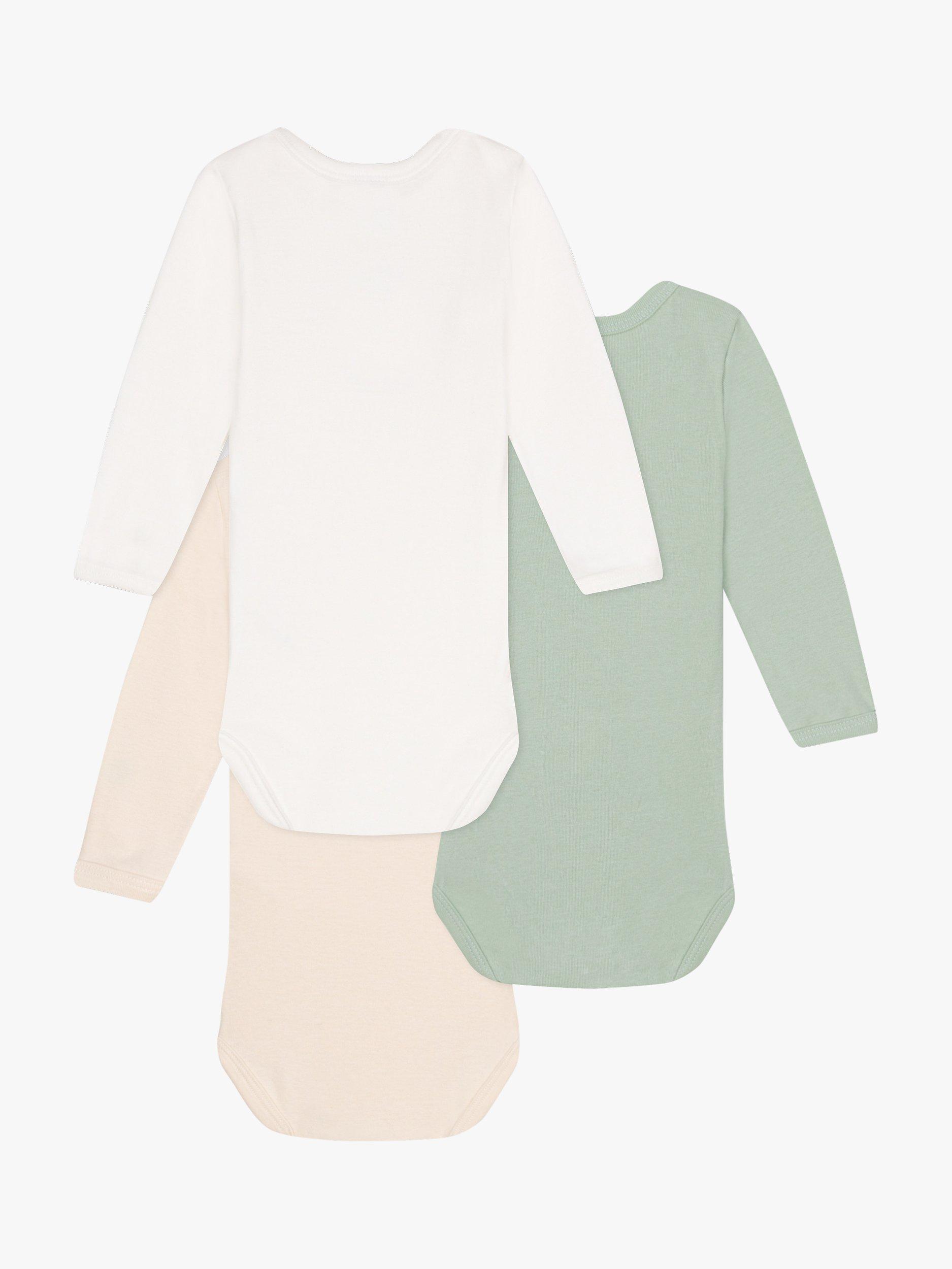 Product image 2 of 4, which shows Petit Bateau Baby Heart Bodysuits, Pack of 3, Multi, 3 months