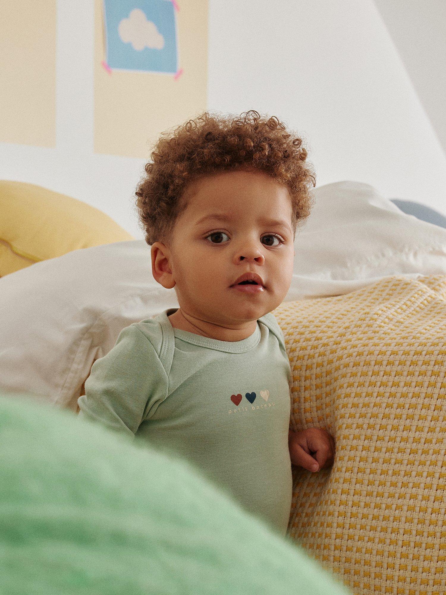 Product image 4 of 4, which shows Petit Bateau Baby Heart Bodysuits, Pack of 3, Multi, 3 months