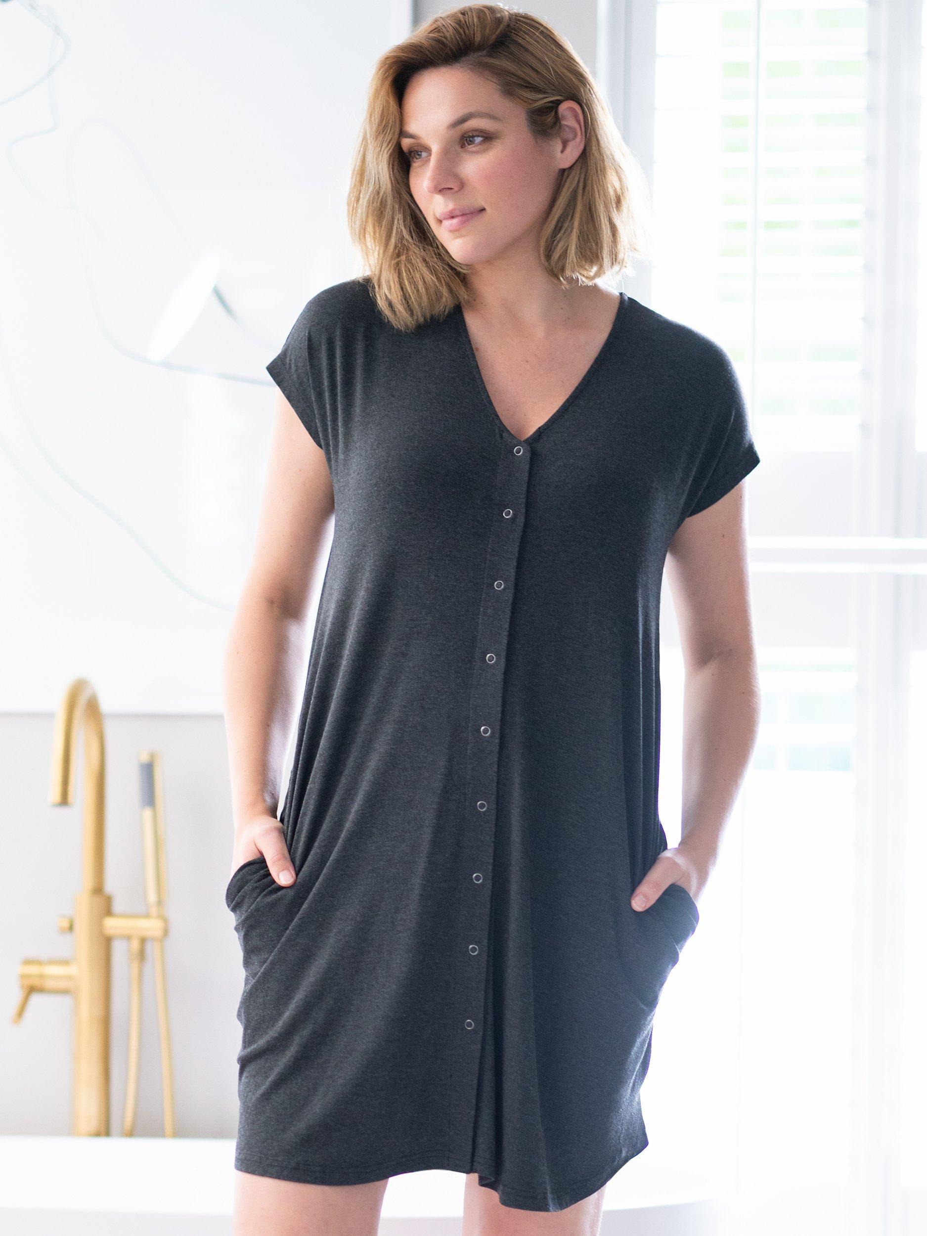 Seraphine Whitney Maternity Nightdress, Charcoal
