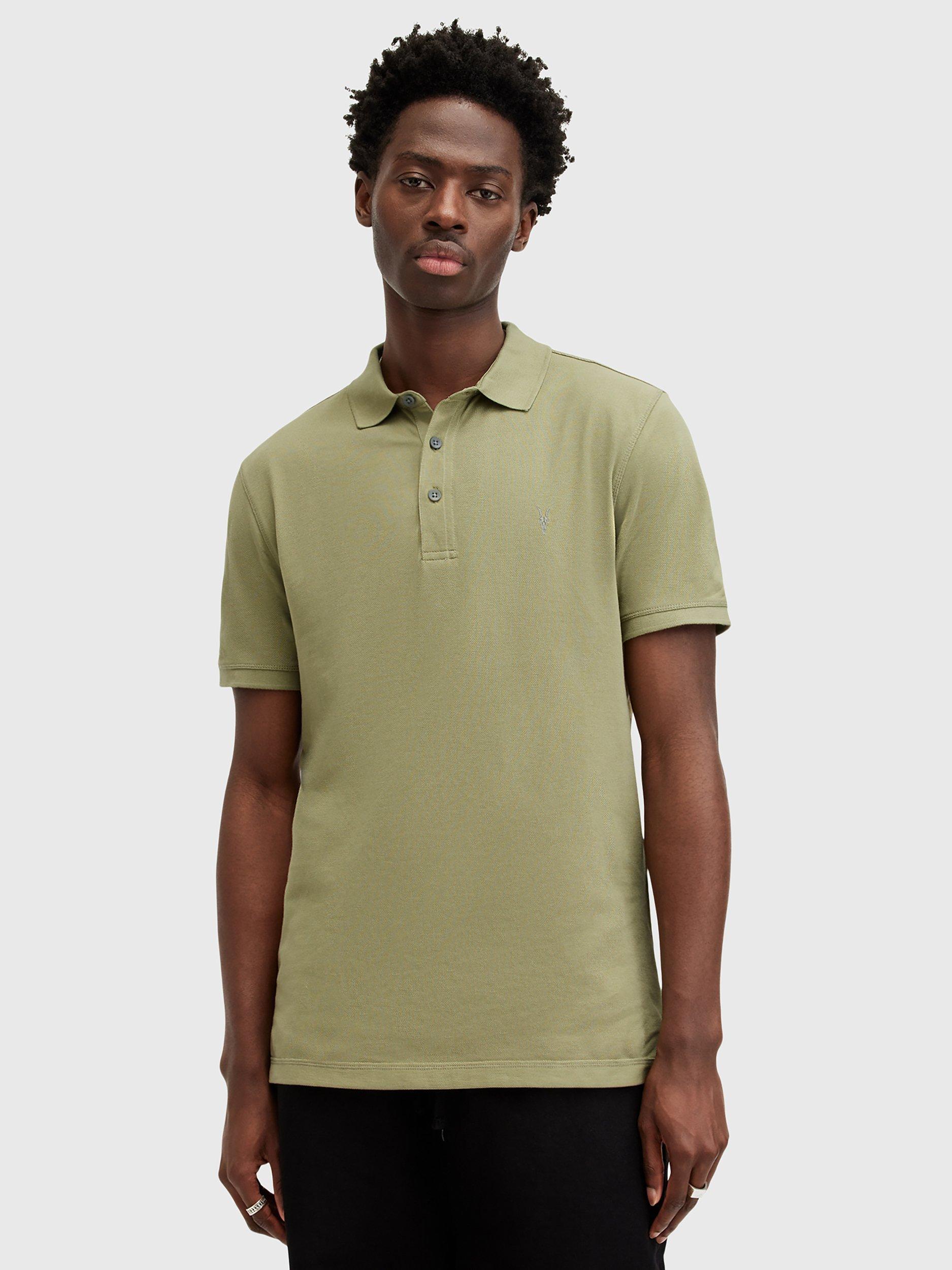 AllSaints Reform Short Sleeve Polo Shirt, Pack of 2, Green/White