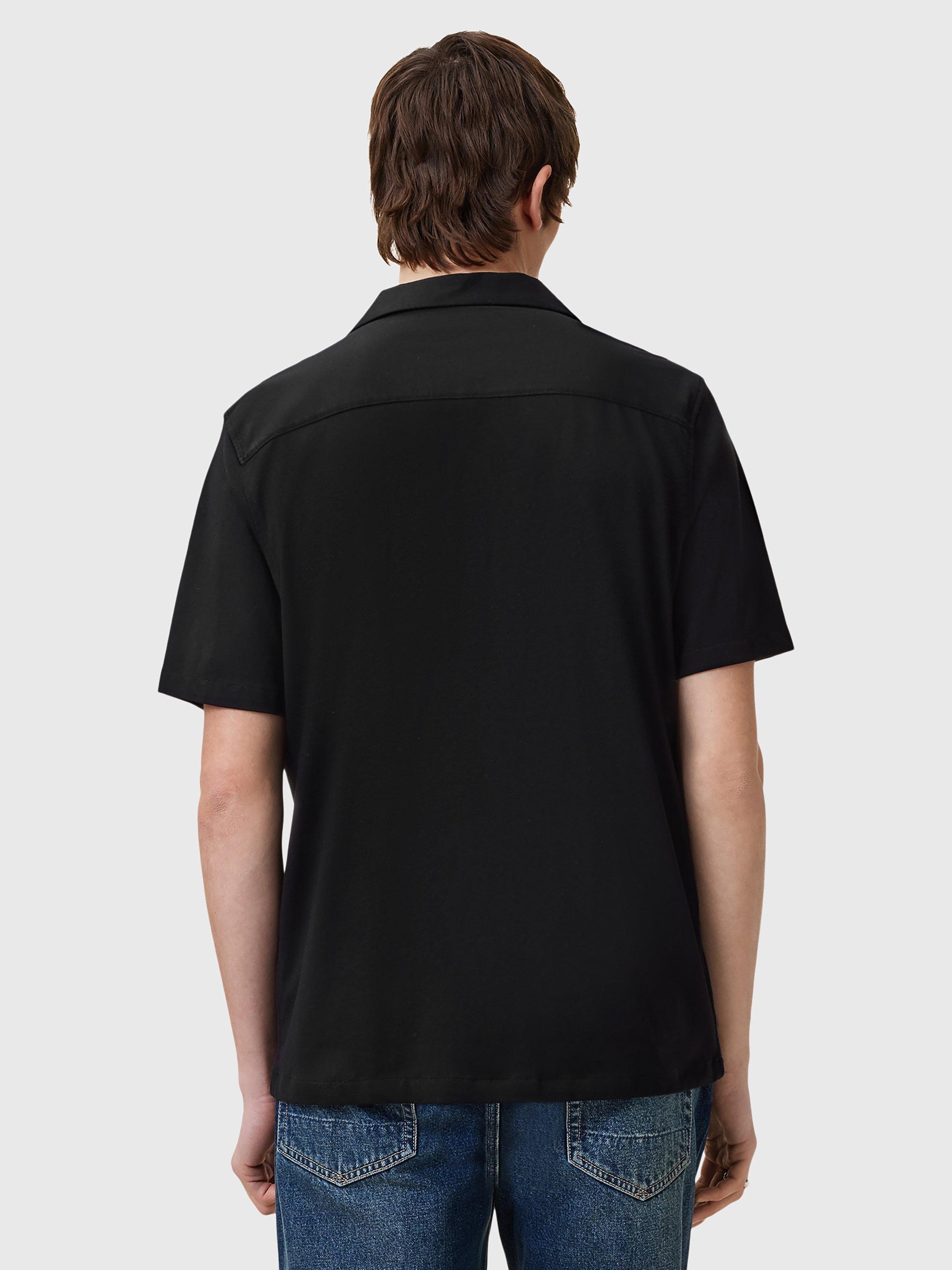 Product image 2 of 5, which shows AllSaints Hudson Short Sleeve Shirt, Black, XS