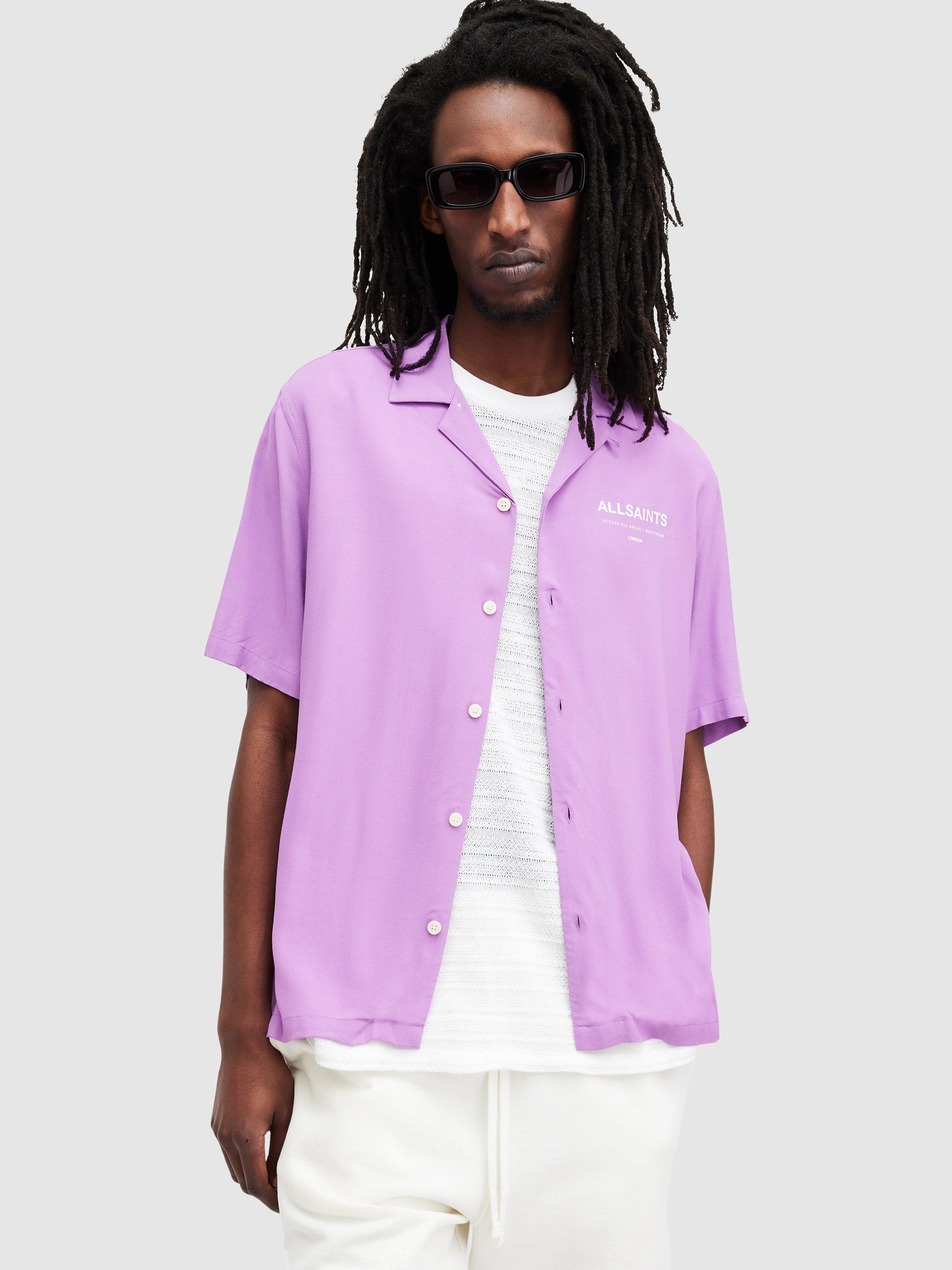 AllSaints Access Short Sleeve Shirt, Vivid Purple