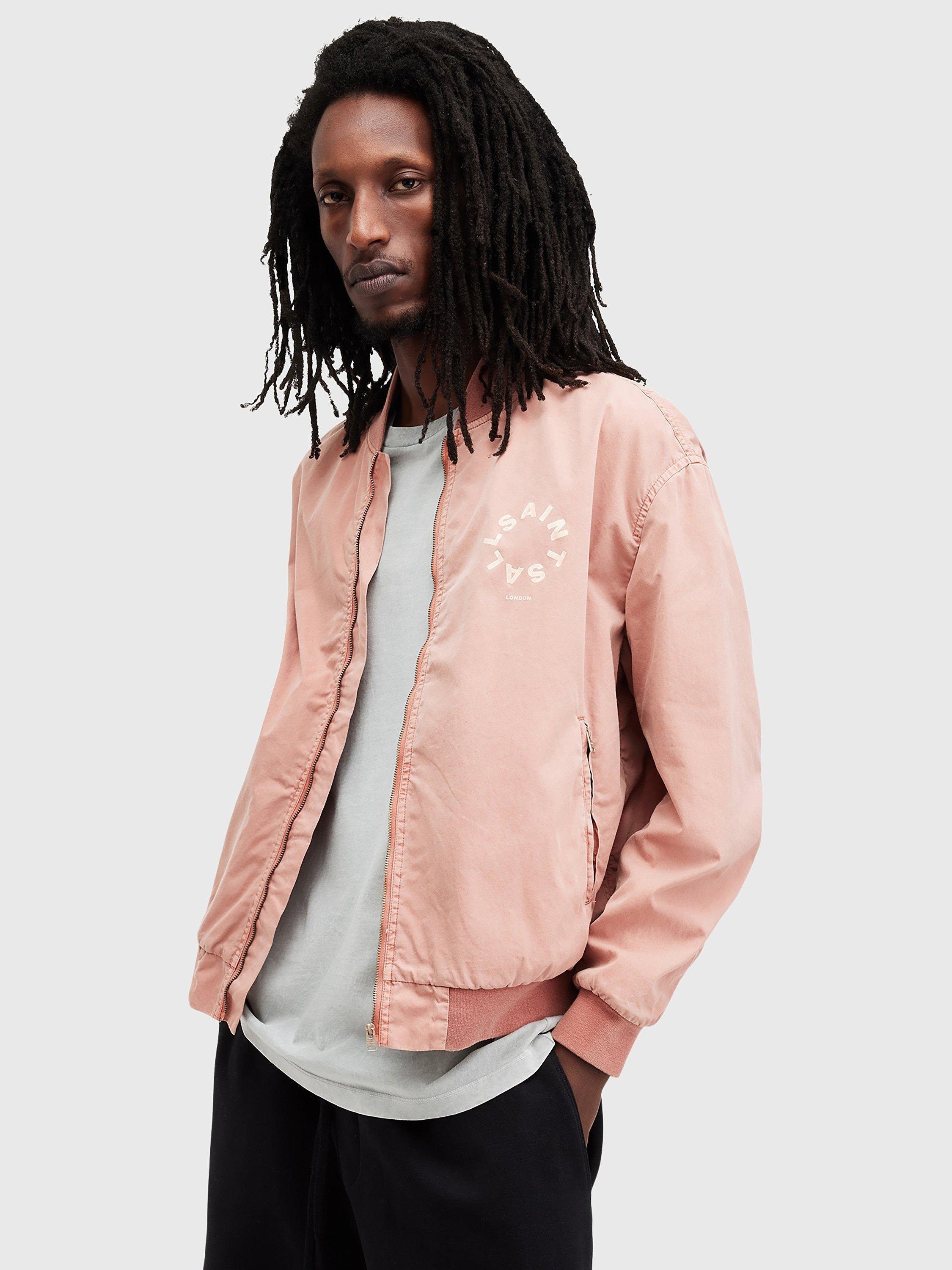 AllSaints Tierra Faded Bomber Jacket, Bramble Pink