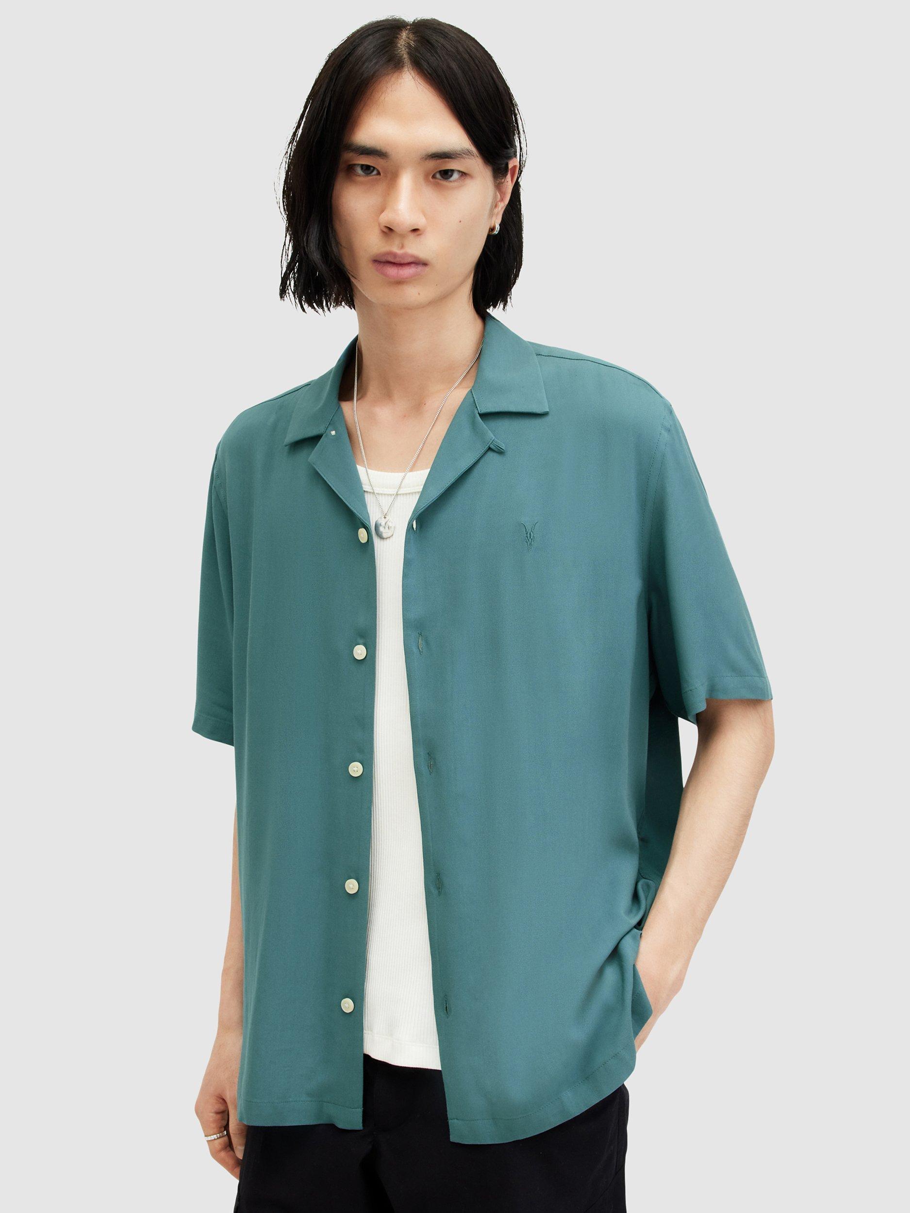 AllSaints Venice Short Sleeve Shirt, Aquara Blue