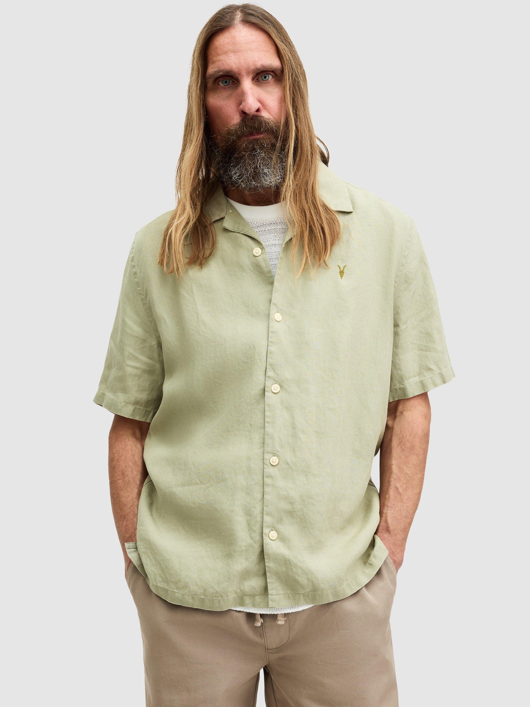 AllSaints Audley Short Sleeve Shirt, Herb Green