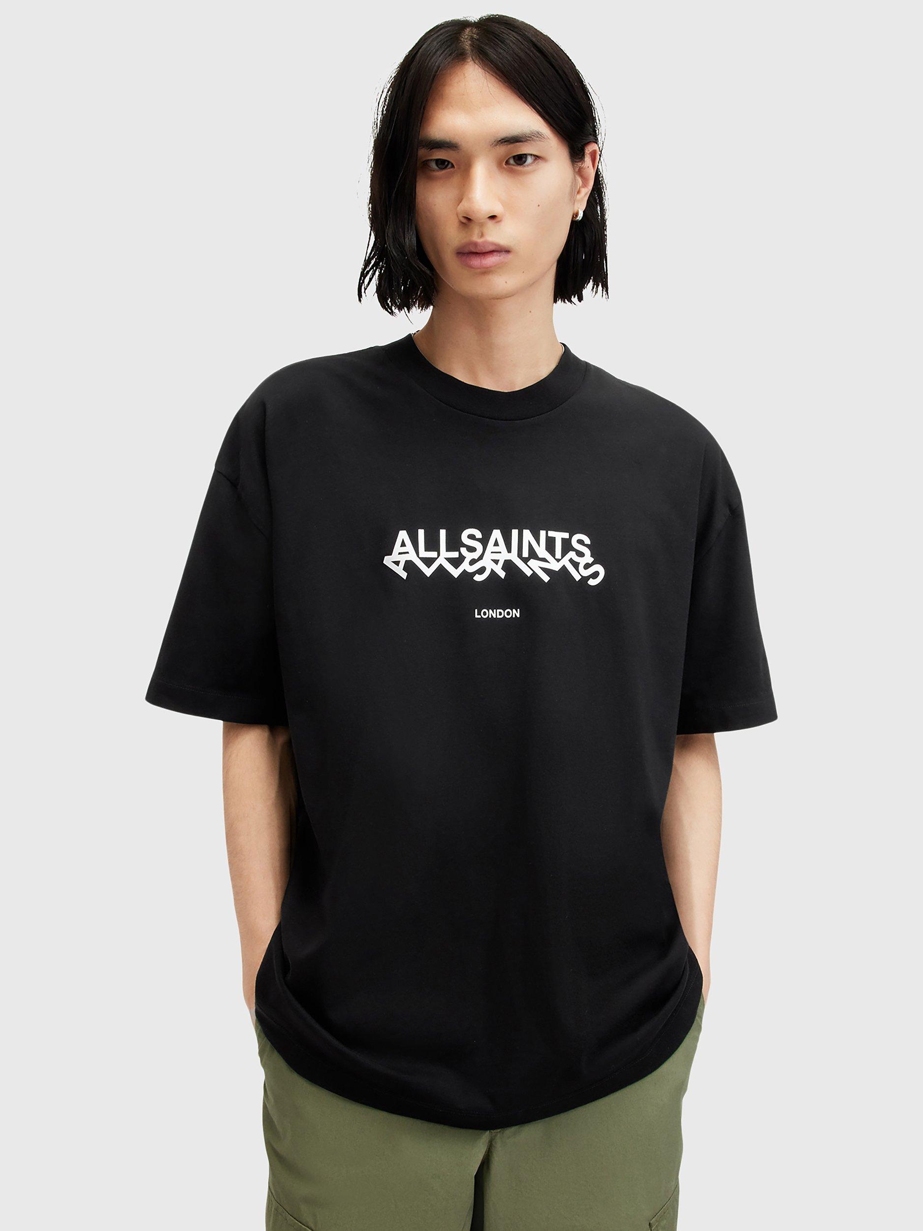 AllSaints Slanted Short Sleeve Crew T-Shirt, Black