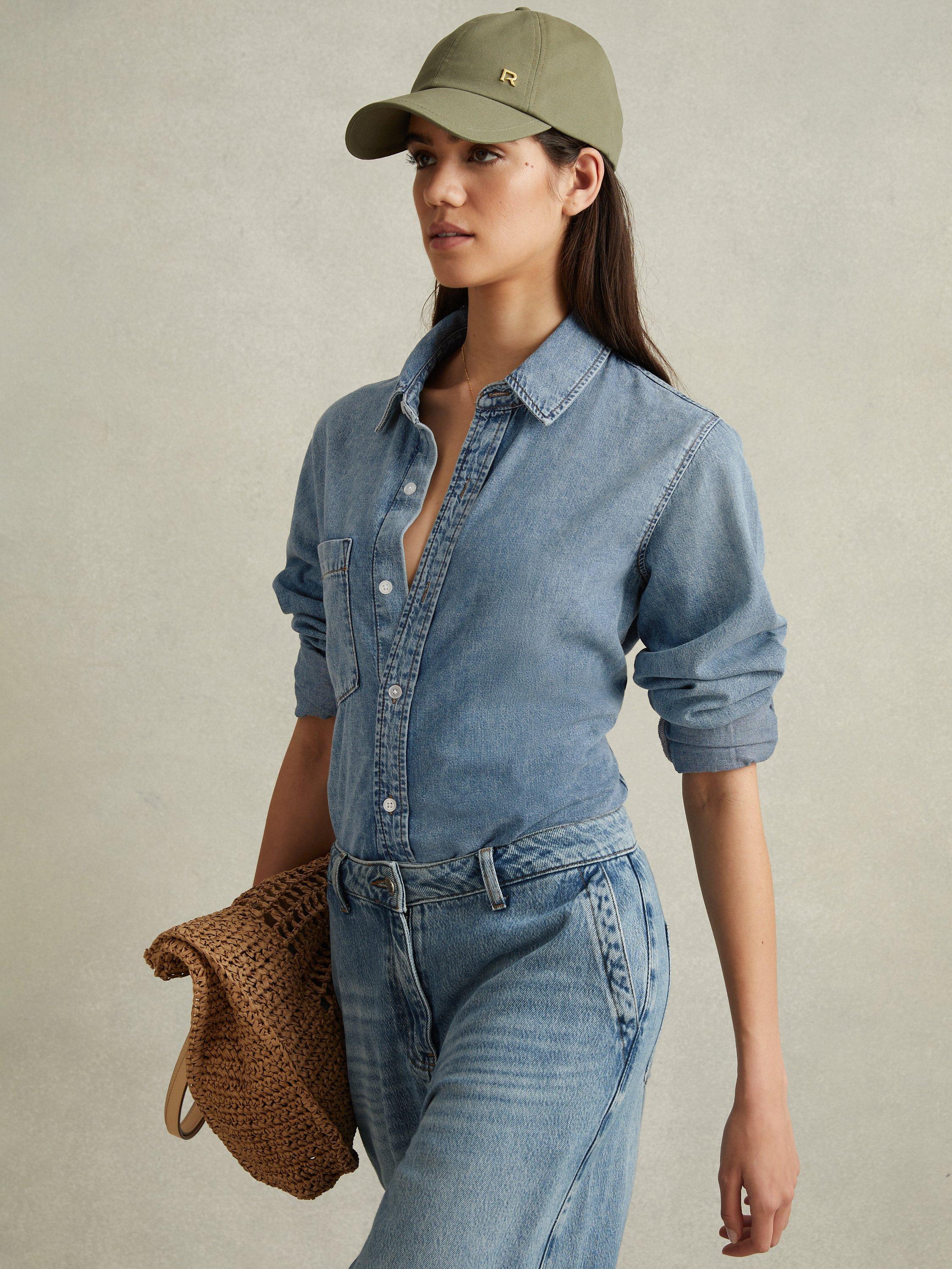 Reiss Poppie Denim Shirt, Mid Blue