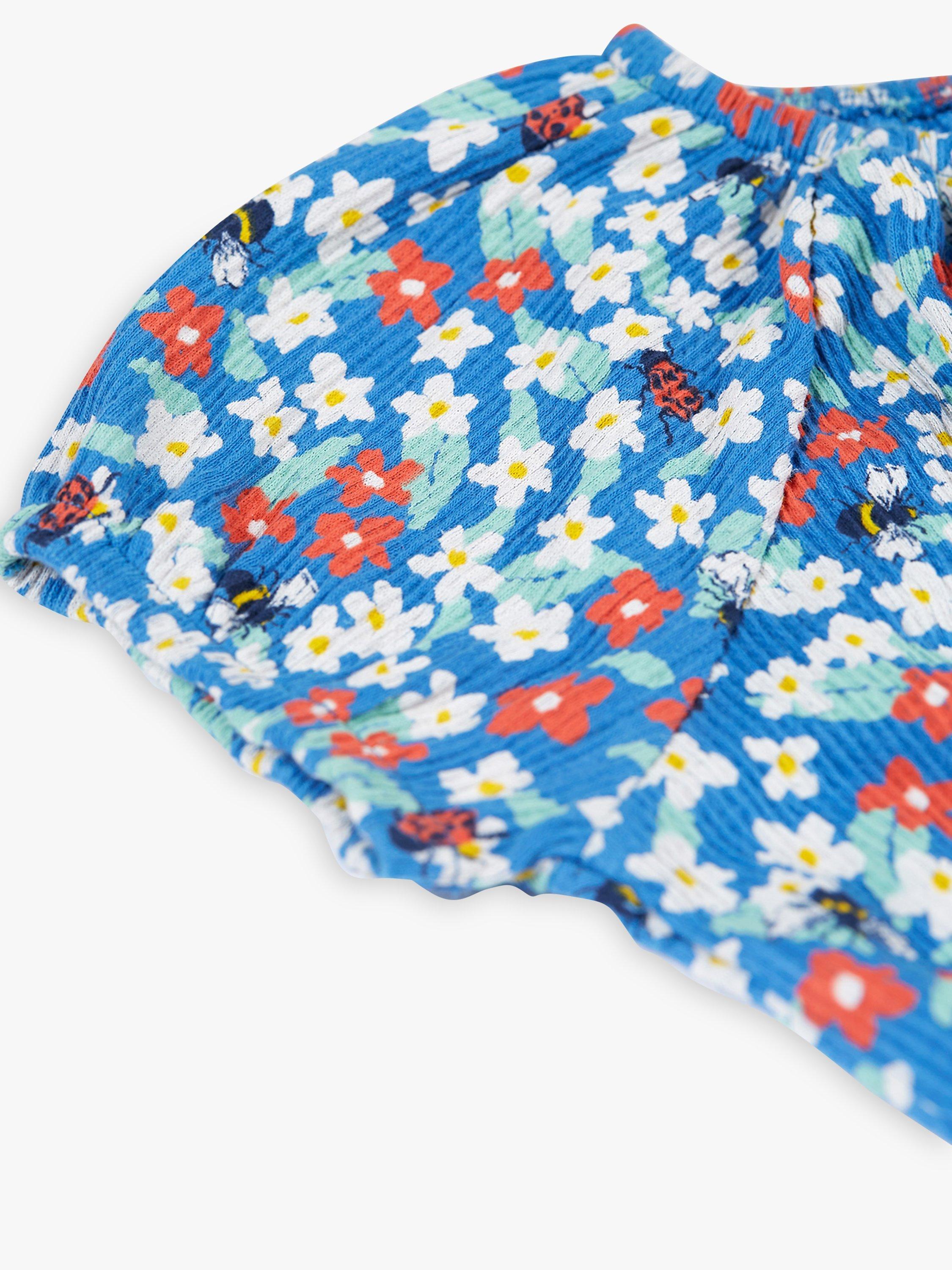 Frugi Kids' Vienna Floral Fun Organic Cotton Blend Tiered Dress, Floral Fun, 2-3 years