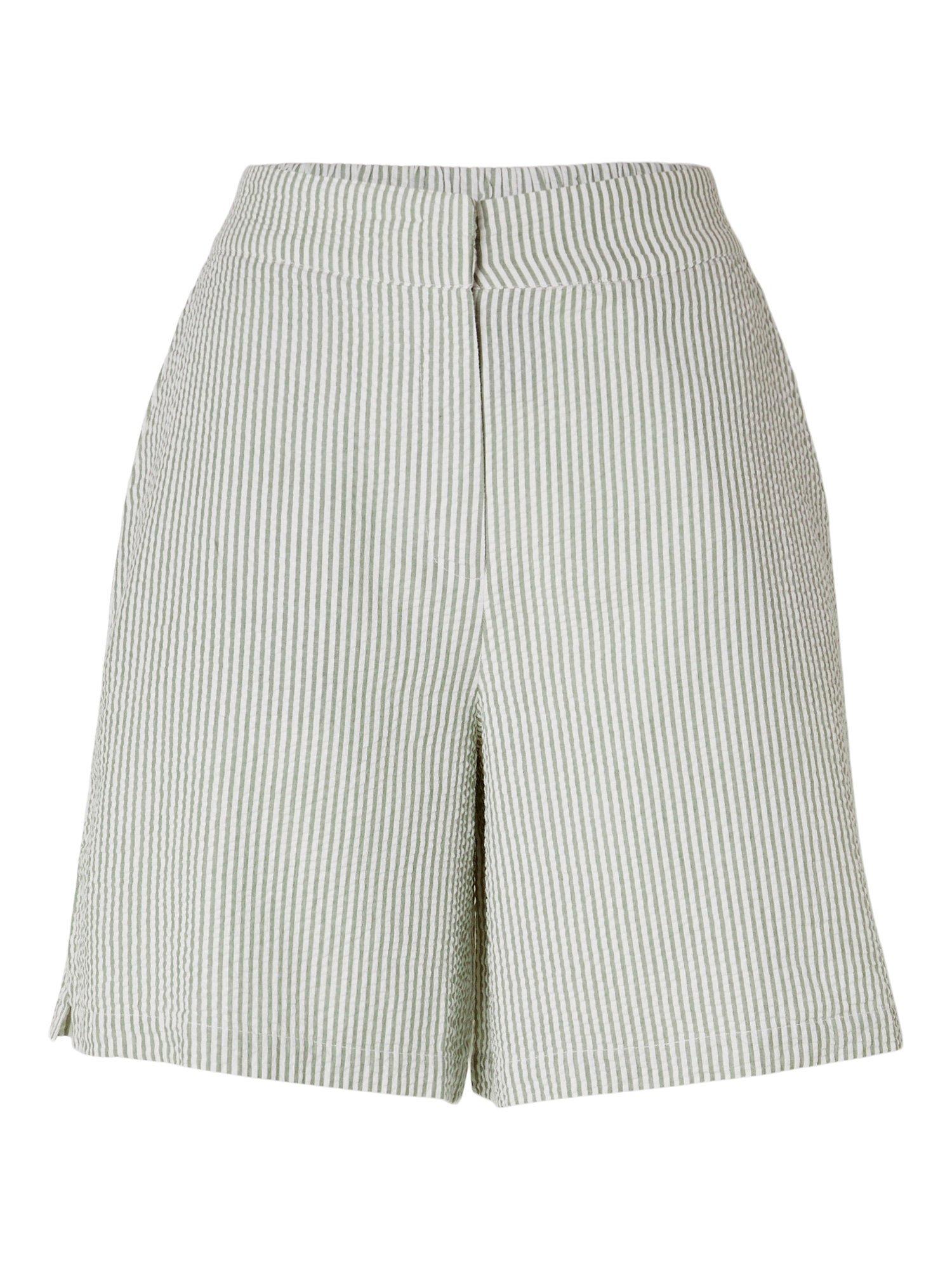 SELECTED FEMME Vittoria Stripe Denim Shorts, Snow White