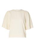 SELECTED FEMME Hillie Linen Cotton Blend Top, Snow White