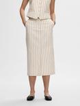 SELECTED FEMME Hilda Stripe Pencil Skirt, Sandshell