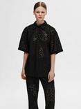 SELECTED FEMME Karola Oversized Lace Shirt, Black