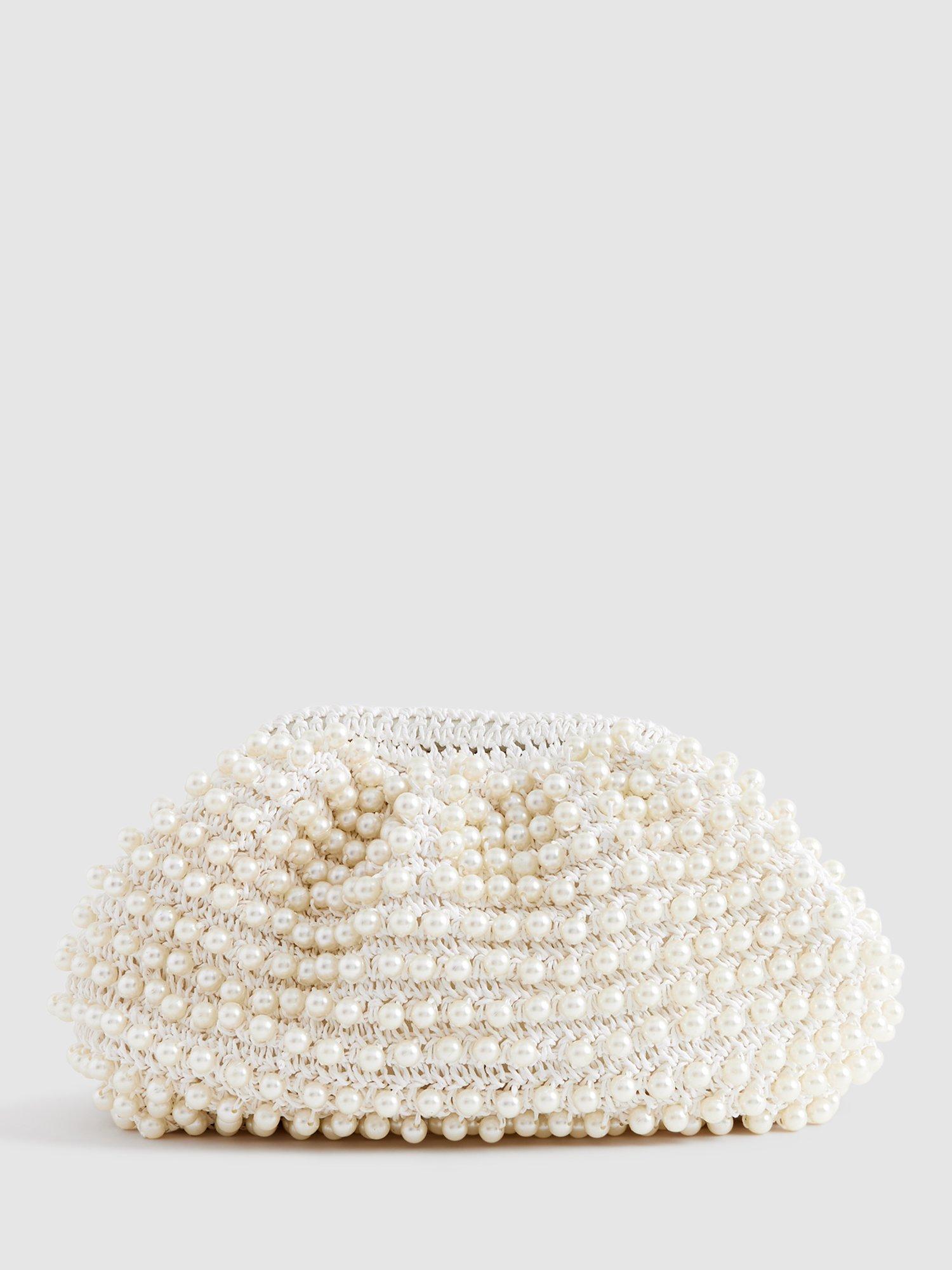 Reiss Dania Embellished Clutch Bag, White