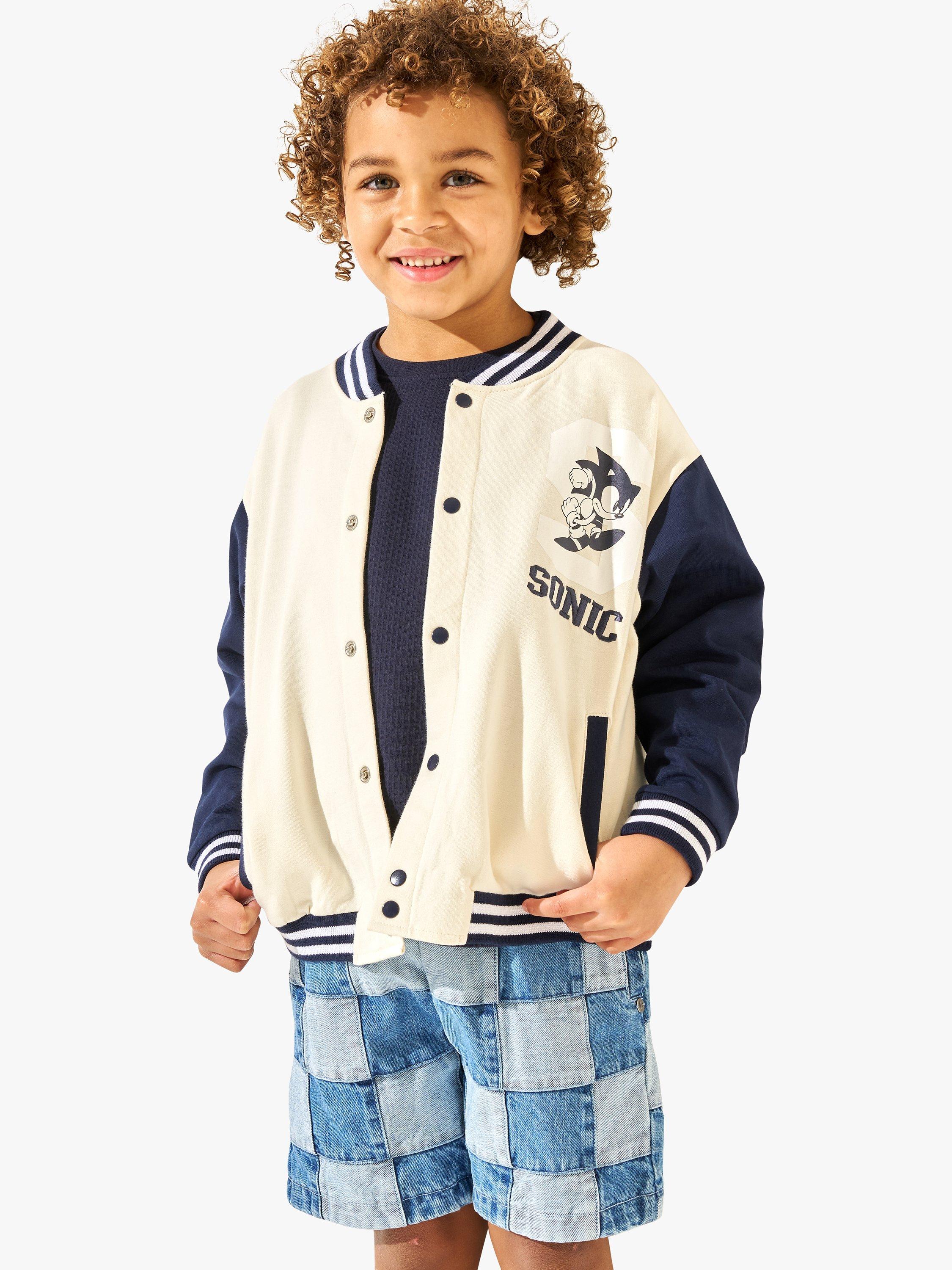 Angel & Rocket Kids' Sonic Bomber Jacket, Stone/Navy, 3-4 years