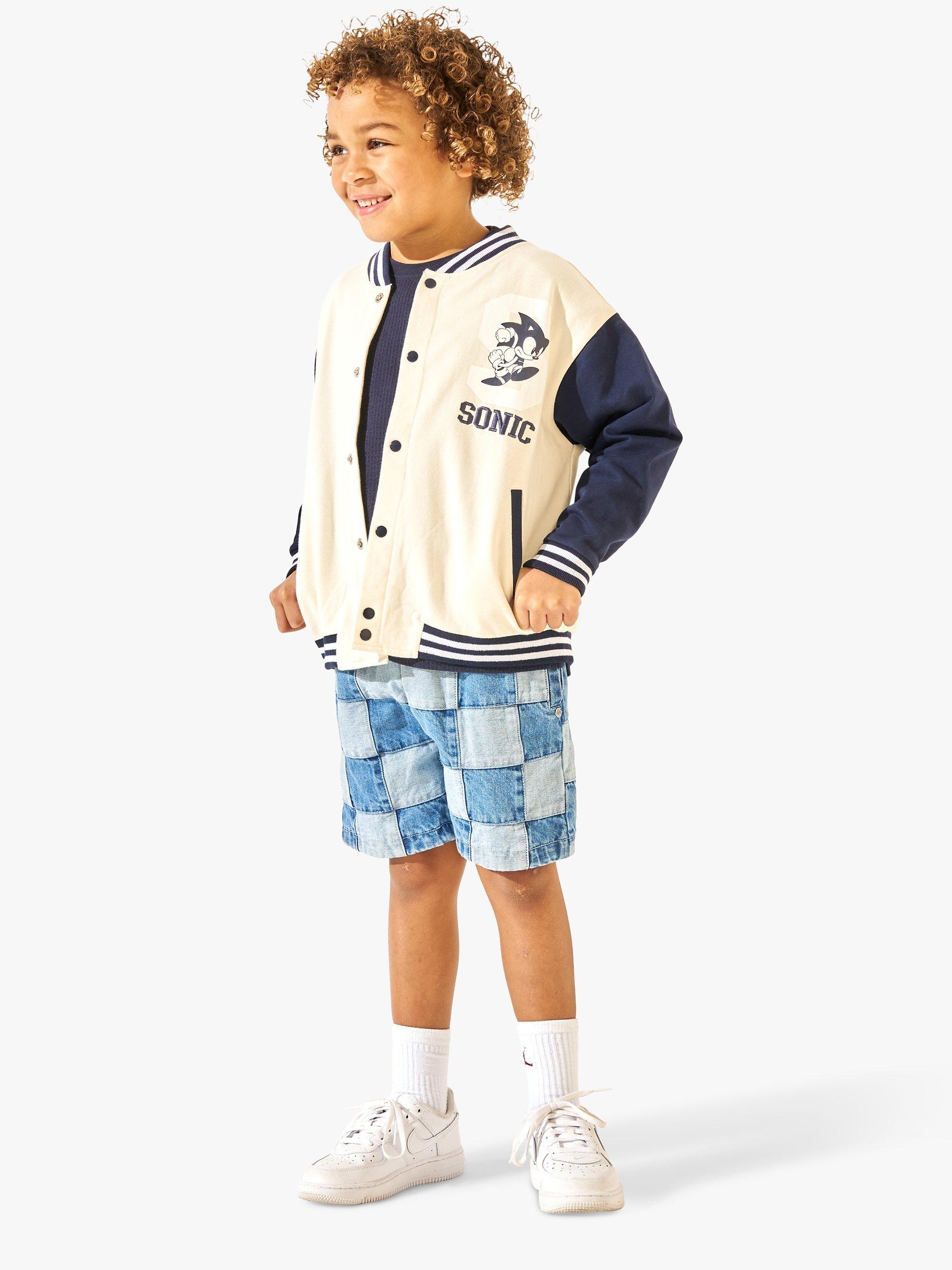 Angel & Rocket Kids' Sonic Bomber Jacket, Stone/Navy, 3-4 years