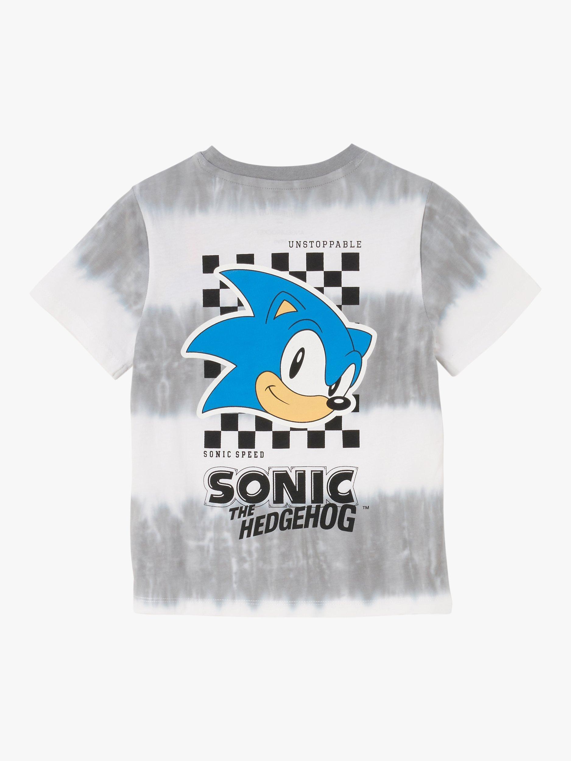 Product image 4 of 5, which shows Angel & Rocket Kids' Sonic Graphic Tie Dye T-Shirt, Grey/Multi, 3-4 years
