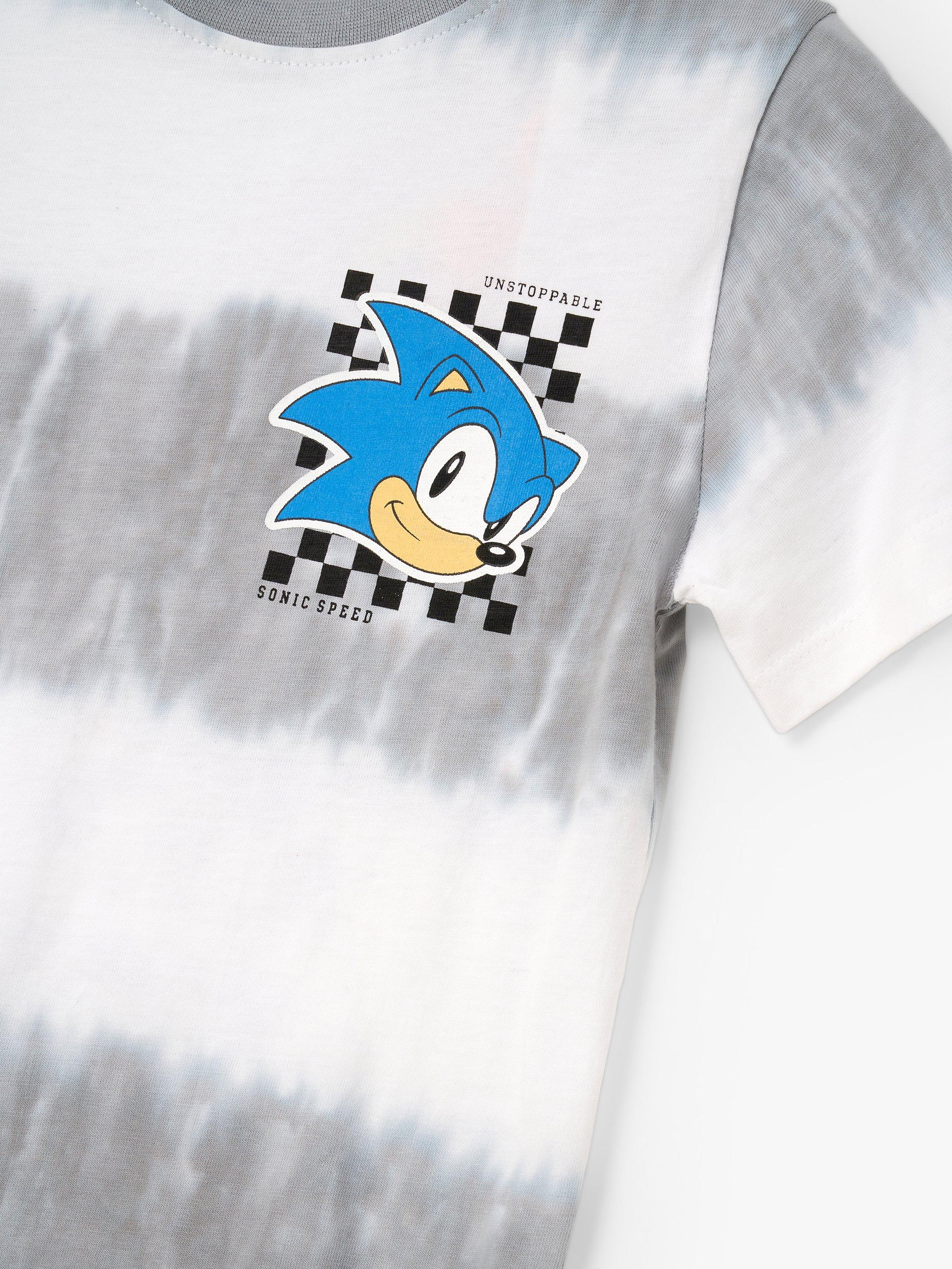 Product image 5 of 5, which shows Angel & Rocket Kids' Sonic Graphic Tie Dye T-Shirt, Grey/Multi, 3-4 years