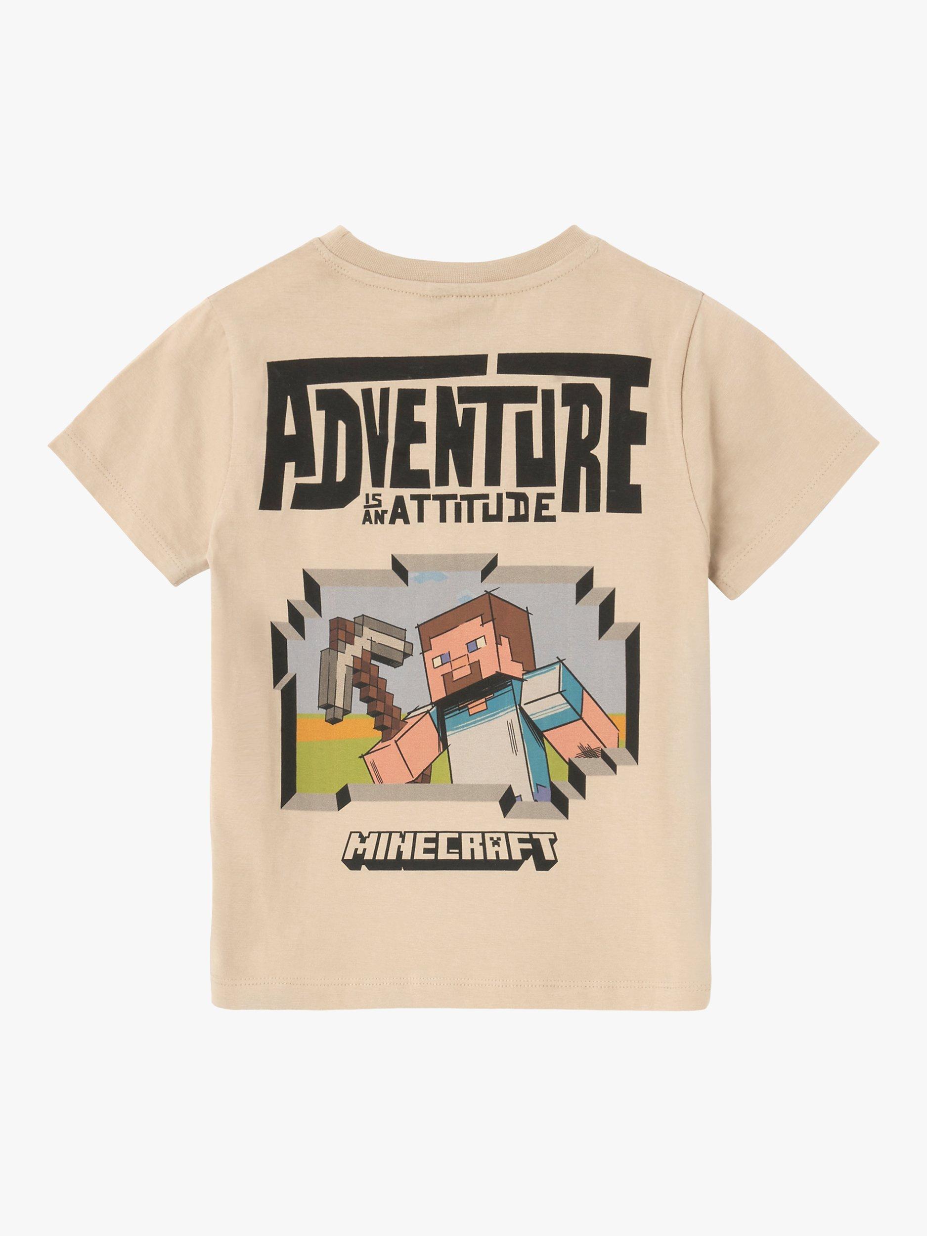 Product image 6 of 7, which shows Angel & Rocket Kids' Minecraft Back Print T-Shirt, Stone, 5-6 years