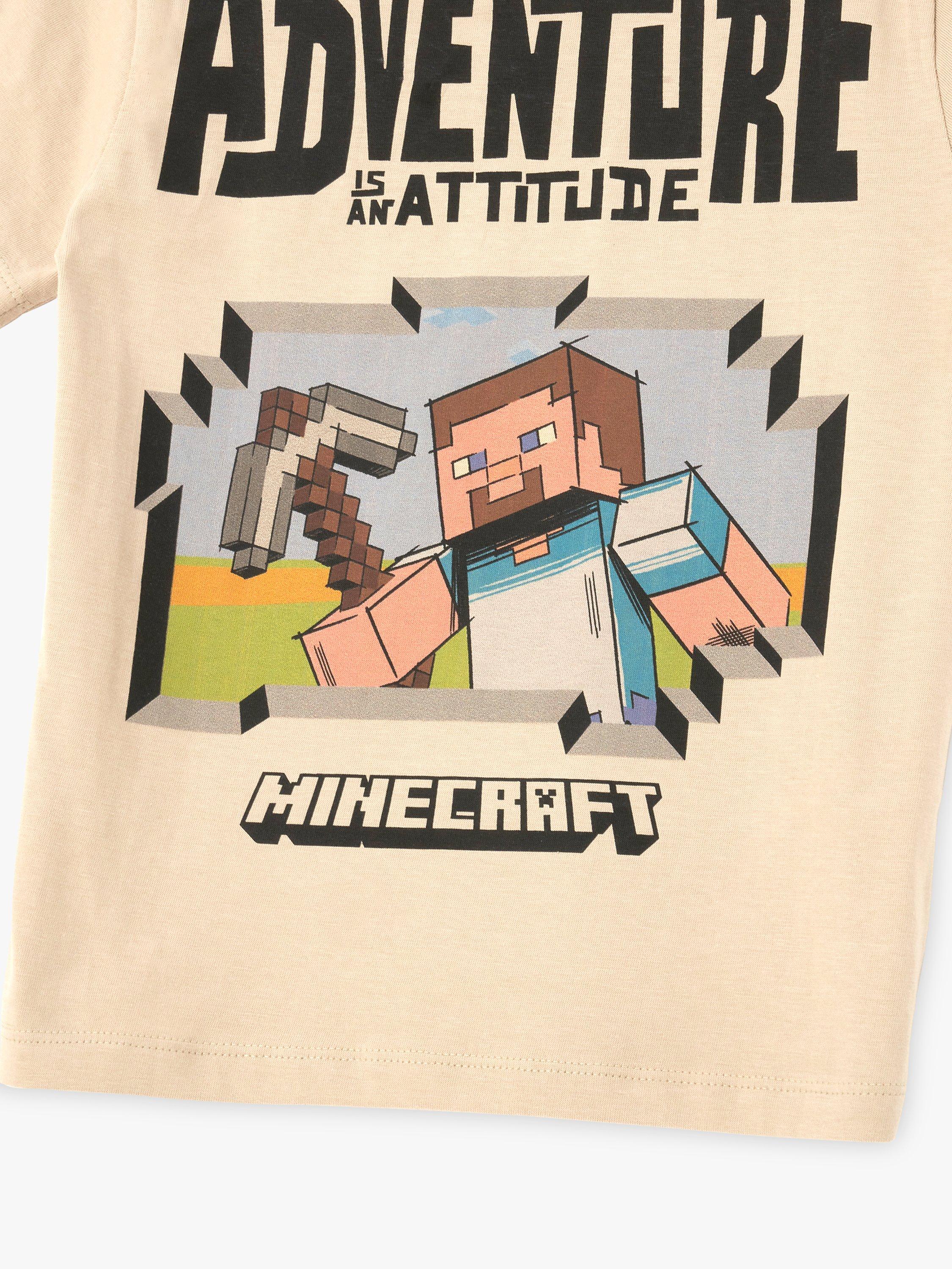 Product image 7 of 7, which shows Angel & Rocket Kids' Minecraft Back Print T-Shirt, Stone, 5-6 years