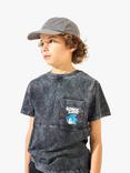 Angel & Rocket Kids' Sonic Black Seam Detail Print T-Shirt, Black