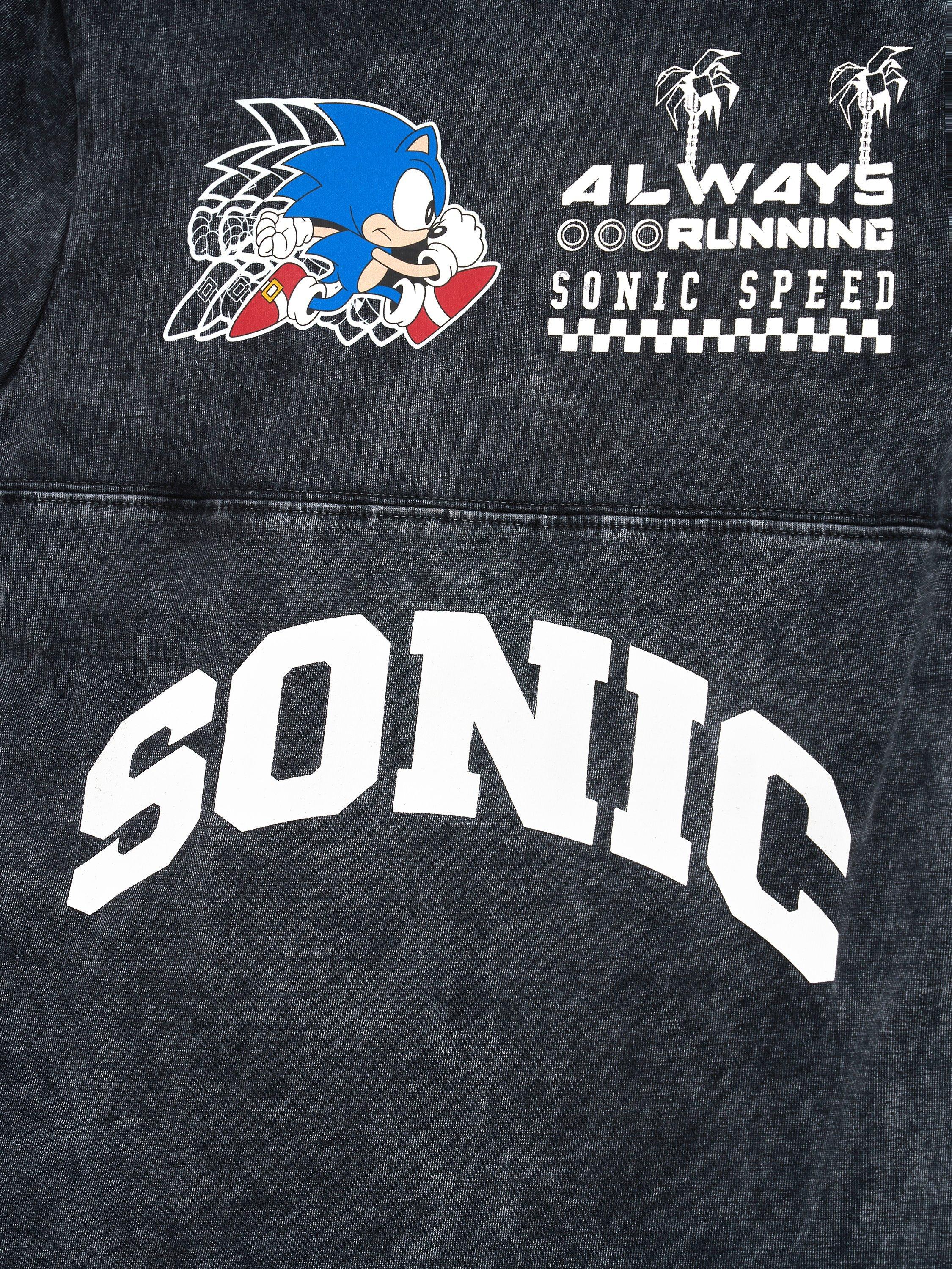 Product image 5 of 5, which shows Angel & Rocket Kids' Sonic Black Seam Detail Print T-Shirt, Black, 5-6 years