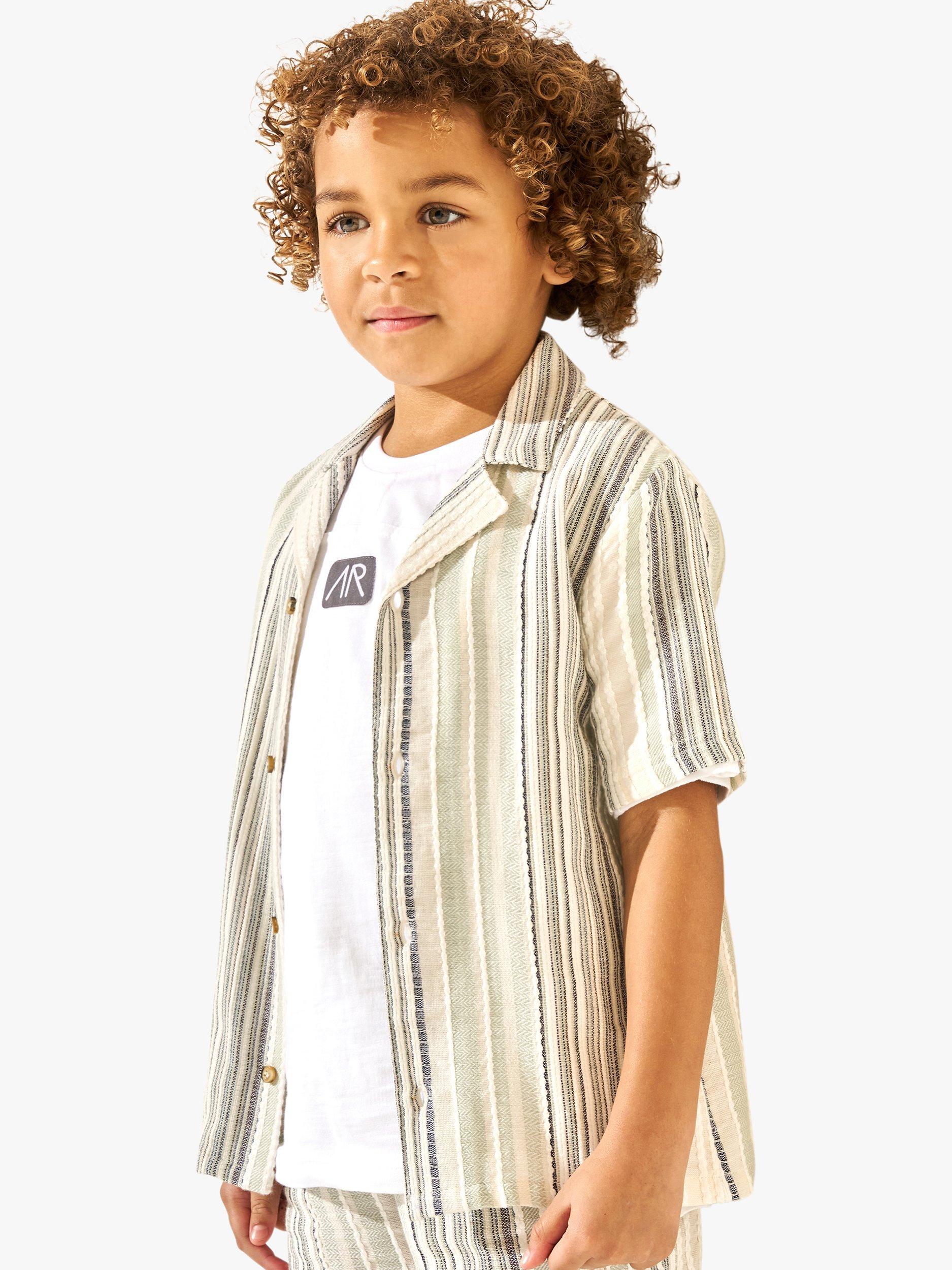 Product image 1 of 5, which shows Angel & Rocket Kids' Moaksy Textured Stripe Resort Shirt, Multi, 5 years