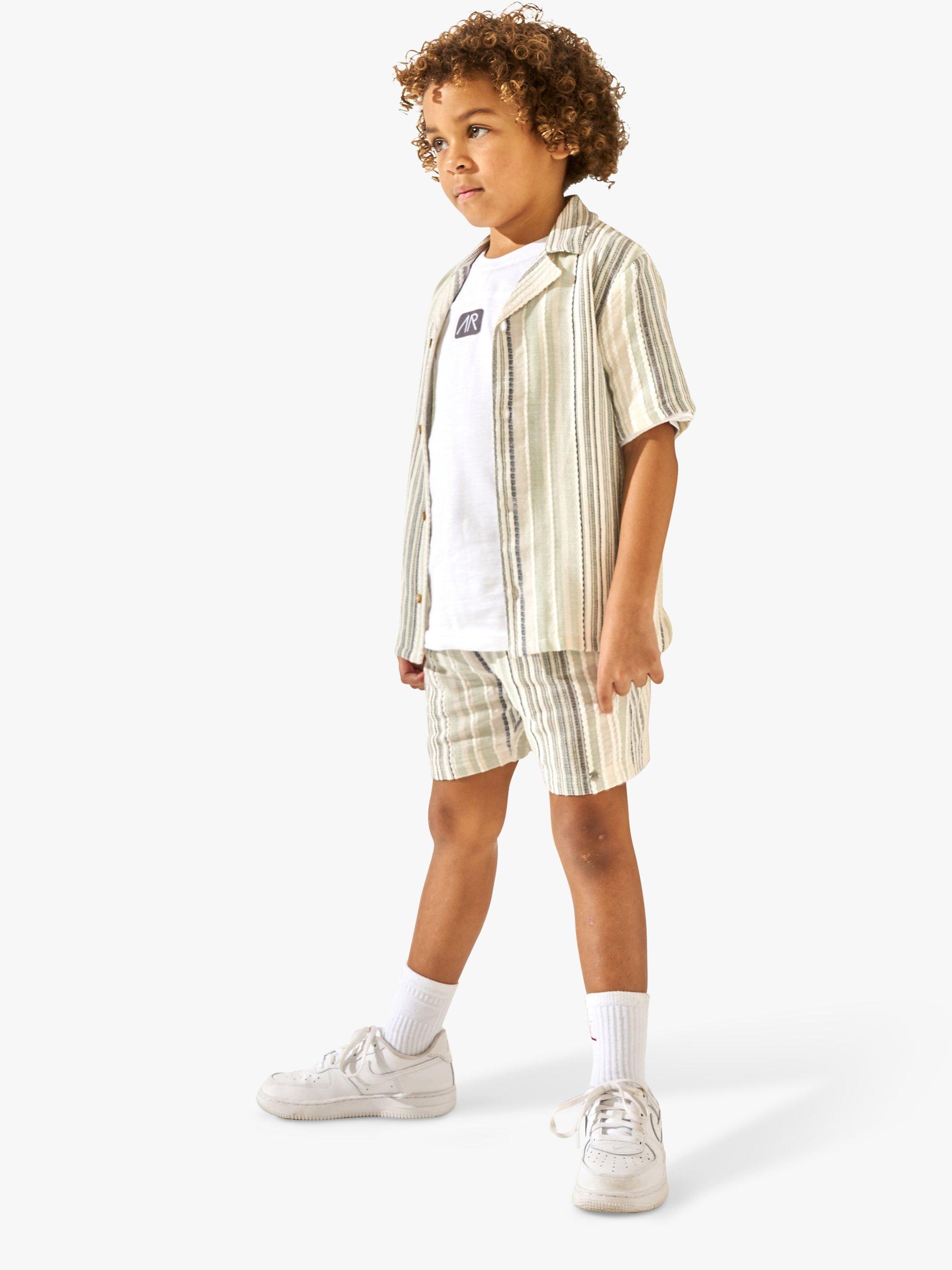 Product image 2 of 5, which shows Angel & Rocket Kids' Moaksy Textured Stripe Resort Shirt, Multi, 5 years