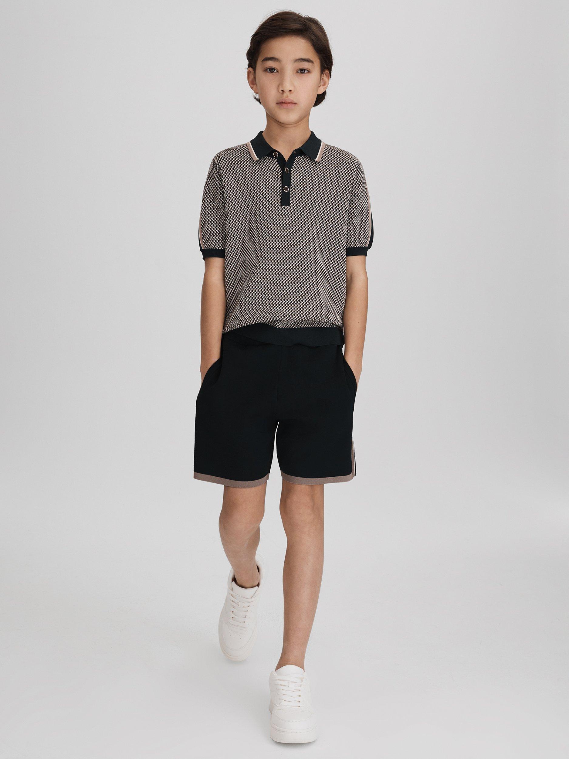 Reiss Kids' Heddon Tipping Drawstring Shorts, Hunting Green