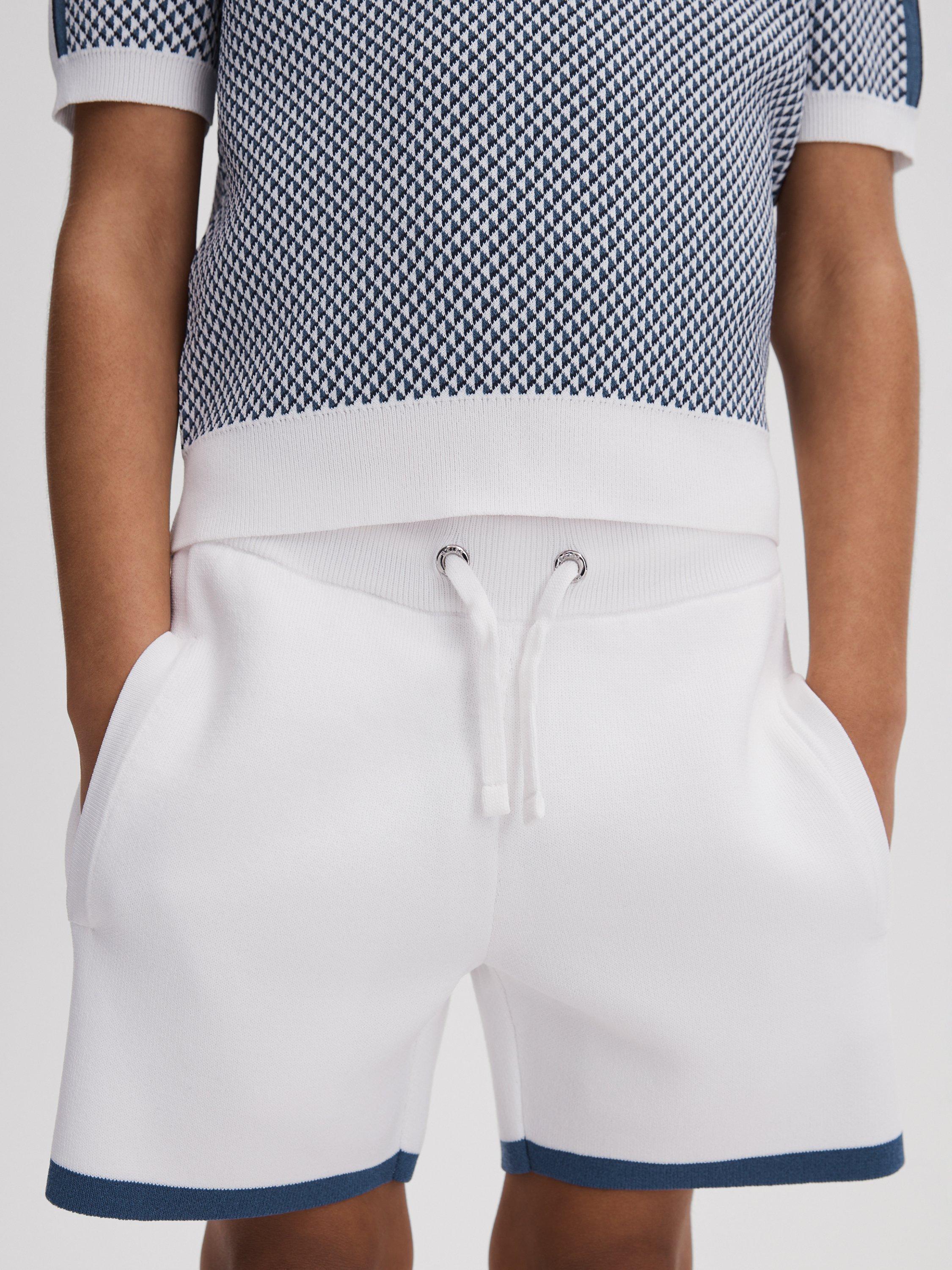 Reiss Kids' Heddon Tipping Drawstring Shorts, White