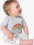 Frugi Baby Frankie Sleepy Sloths Organic Cotton Summer Outfit, White/Multi