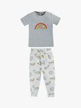 Frugi Baby Frankie Sleepy Sloths Organic Cotton Summer Outfit, White/Multi